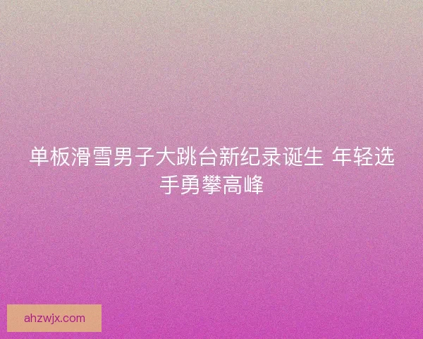 单板滑雪男子大跳台新纪录诞生 年轻选手勇攀高峰