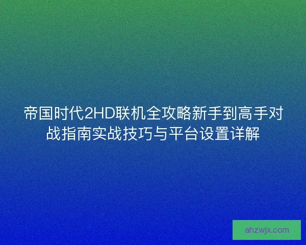 帝国时代2HD联机全攻略新手到高手对战指南实战技巧与平台设置详解
